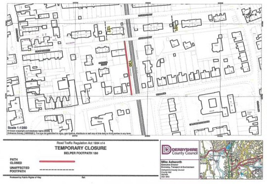 Temporary Closure for Footpath in Belper