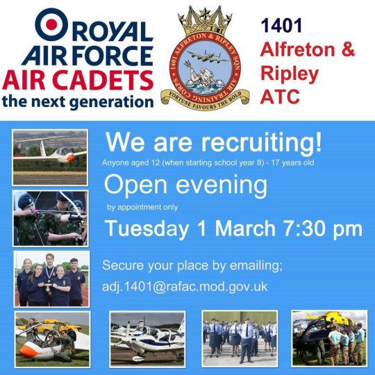 The Alfreton and Ripley RAF Cadets are recruiting new members