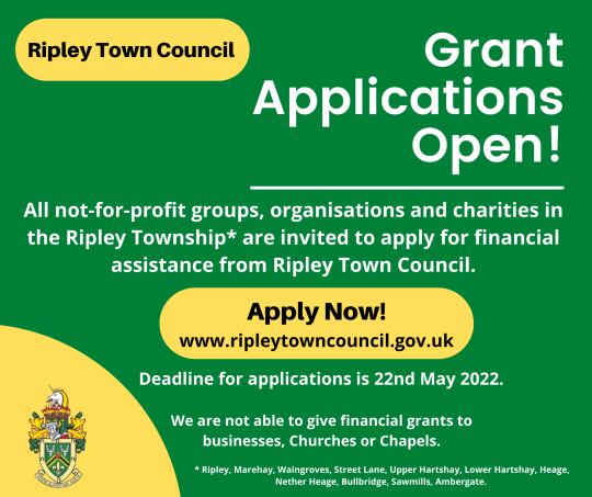 Ripley Town Council Financial Grant Applications Welcome