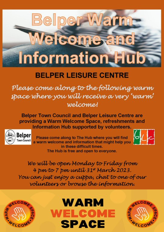 Belper Warm Welcome and Information Hub at Belper Leisure Centre