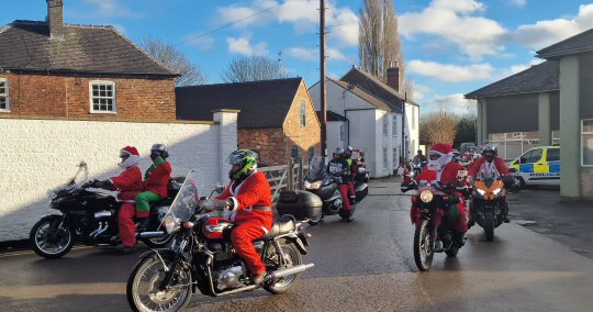 Festive Bikers Join Toy Run Convoy