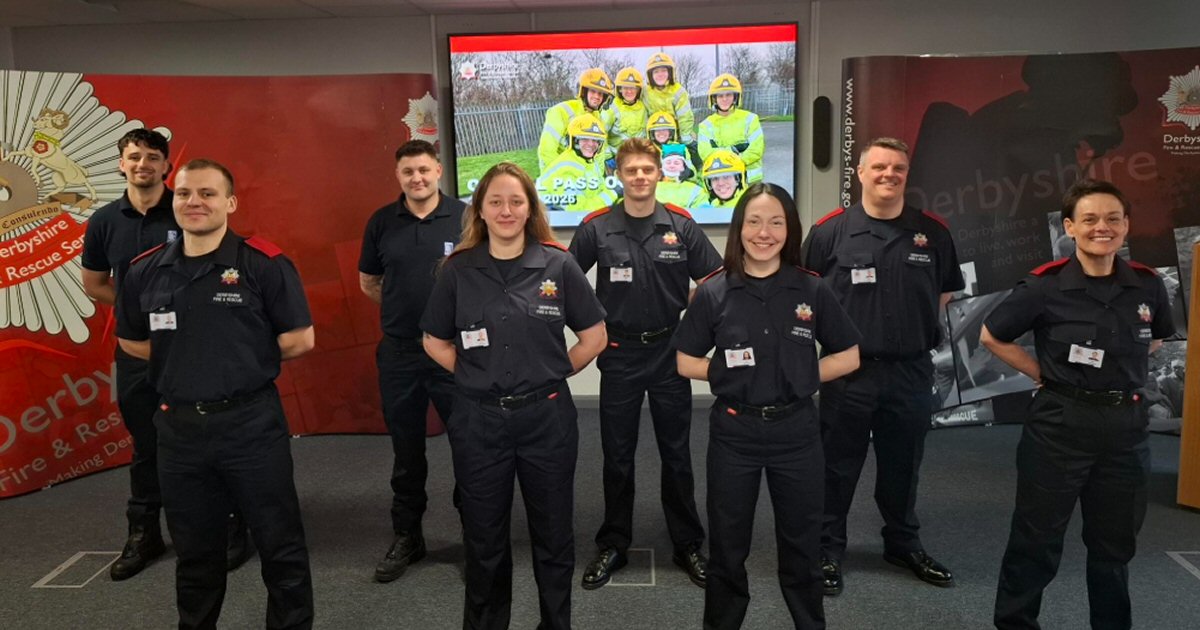Six new on-call firefighters for Derbyshire and two new industrial firefighters for Rolls-Royce