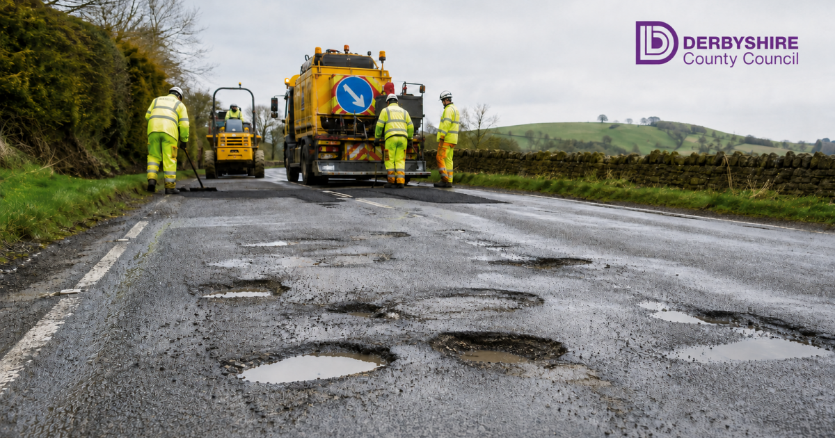 Innovative road repairs cut Derbyshire pothole backlog by more than 90% to record low